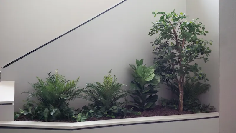 Silk garden bed in a indoor planting bed.